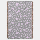 Graue und pastellfarbene Lila Sterne und Monde Decke (Vorderseite Vertikal)