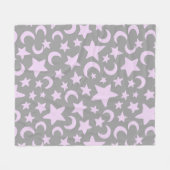Graue und pastellfarbene Lila Sterne und Monde Fleecedecke (Vorderseite (Horizontal))