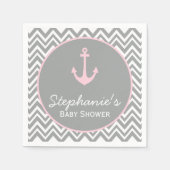 Graue und pastellrosa Zickzack Kinderdusche Serviette (Vorderseite)