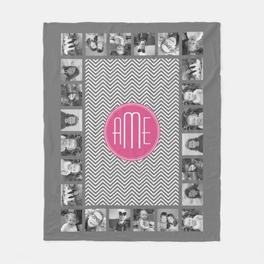 Graue und rosa Chevronen mit benutzerdefinierter M Fleecedecke (Vorderseite)