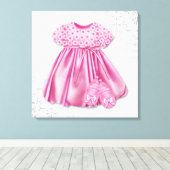 Graue und rosa Damaske Kleid Rosa Kleid Baby Girl Leinwanddruck (Insitu (Holzboden))