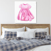 Graue und rosa Damaske Kleid Rosa Kleid Baby Girl Leinwanddruck (Insitu (Schlafzimmer))
