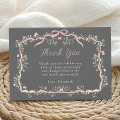 Graue und rosa Frühlingshaube Dankeskarte