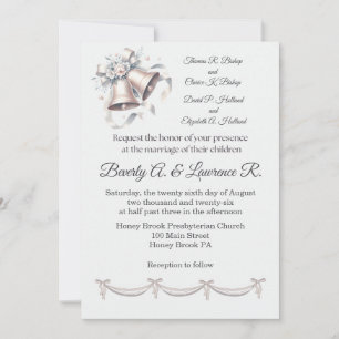 Graue und rosa Glocken Hochzeitseinladung
