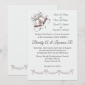 Graue und rosa Glocken Hochzeitseinladung (Vorne/Hinten)