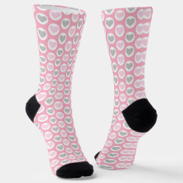 Graue und rosa Herz Socken Valentinsgeschenk