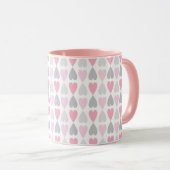 Graue und rosa Herzen Kaffeetasse Valentinstag-Mug (VorderseiteRechts)