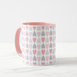 Graue und rosa Herzen Kaffeetasse Valentinstag-Mug