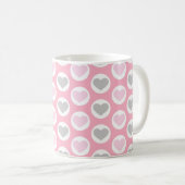 Graue und rosa Herzen Kaffeetasse Valentinstag Tas (VorderseiteRechts)