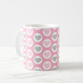 Graue und rosa Herzen Kaffeetasse Valentinstag Tas