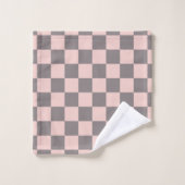 Graue und rosa Karton Badhandtuch Set (Waschlappen)
