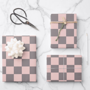 Graue und rosa Karton Geschenkpapier Set