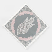 Graue und rosa Muster AI-Kunst Serviette (Ecke)