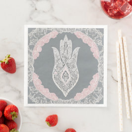 Graue und rosa Muster AI-Kunst Serviette
