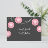 Graue und rosa Party Lanterns UAWG RSVP Karte (Stehend Vorderseite)