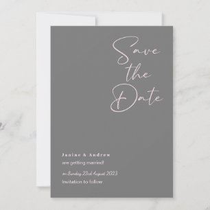Graue und rosa Save-the-Date-Karten Hochzeit Einladung