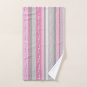 Graue und rosa Streifen Badhandtuch Set (Handtuch)