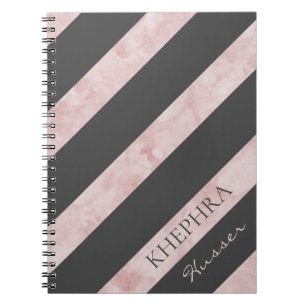 Graue und rosa Streifen-Notebook Notizblock