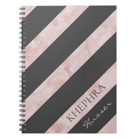 Graue und rosa Streifen-Notebook Notizblock (Vorderseite)
