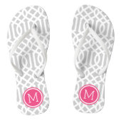 Graue und rosa Trellis Monogramm Badesandalen (Fußbett)