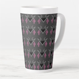Graue und rosa Vögel im Weingarten Kilim Ornament Milchtasse