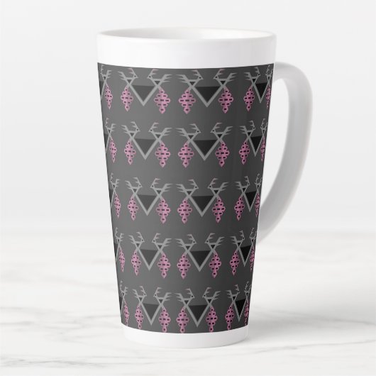Graue und rosa Vögel im Weingarten Kilim Ornament Milchtasse (Rechte Ecke)