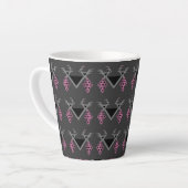 Graue und rosa Vögel im Weingarten Kilim Ornament Milchtasse (Linke Ecke)