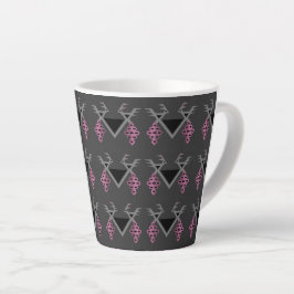 Graue und rosa Vögel im Weingarten Kilim Ornament Milchtasse