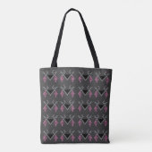 Graue und rosa Vögel im Weingarten Kilim Ornament Tasche (Rückseite)