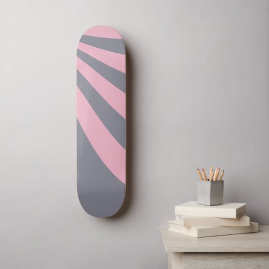 Graue und rosa Welle Skateboard (Wandkunst)