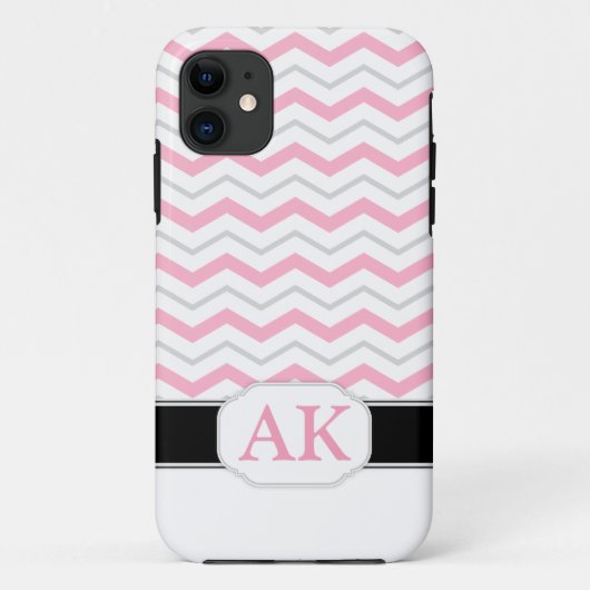 Graue und rosa Zickzack Monogram iPhone 5 Fall Case-Mate iPhone Hülle (Rückseite)