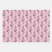 graue und rosafarbene Blumenumhüllungsblätter Geschenkpapier Set (Vorderseite 2)