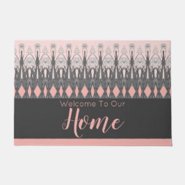 Graue und rosafarbene Blüte Fußmatte