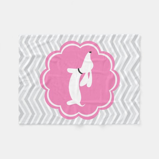 Graue und rosafarbene Dackel Hunde Dackel Kindersc Fleecedecke (Vorderseite (Horizontal))