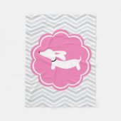 Graue und rosafarbene Dackel Hunde Dackel Kindersc Fleecedecke (Vorderseite)