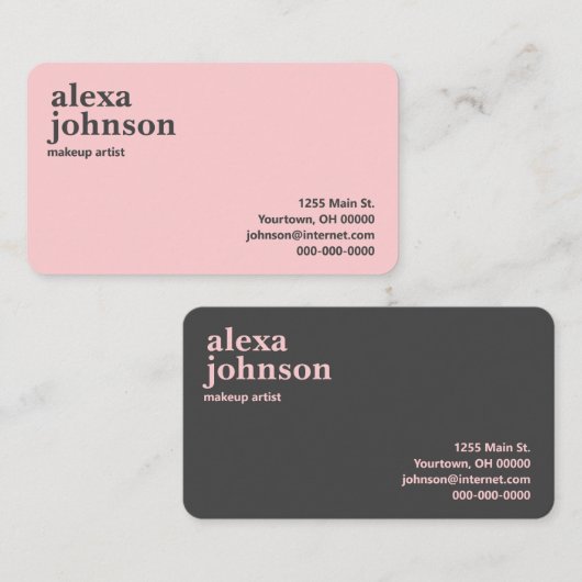 Graue und rosafarbene Farbe Visitenkarte (Vorne/Hinten)