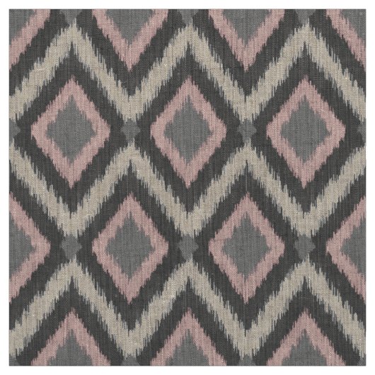 Graue und rosafarbene Ikat Zickzack Stoff (Muster)