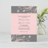 Graue und rosafarbene Wirbel mit Blumenzwiebeln Einladung (Stehend Vorderseite)