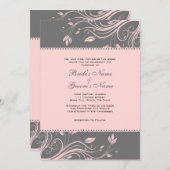 Graue und rosafarbene Wirbel mit Blumenzwiebeln Einladung (Vorne/Hinten)