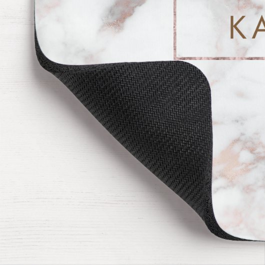 Graue und Rose-Gold-Imitate Marmor Mousepad (Ecke)