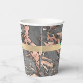 Graue und Rose Gold-Marmor, Gold-Bar, Name & Monog Pappbecher (Rechts)