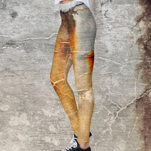 Graue und rostorange abstrakte Leggings