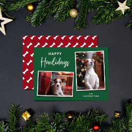 Graue und rote Hundenknochen Happy Howlidays Foto Feiertagskarte