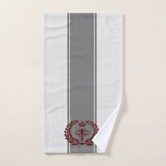 Graue und rote königliche Biene gestreift Badhandtuch Set (Handtuch)