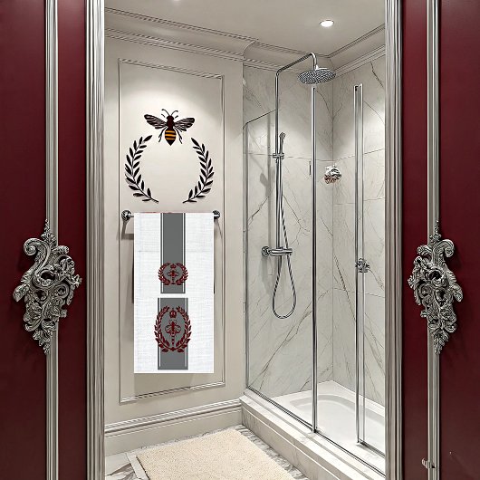 Graue und rote königliche Biene gestreift Badhandtuch Set