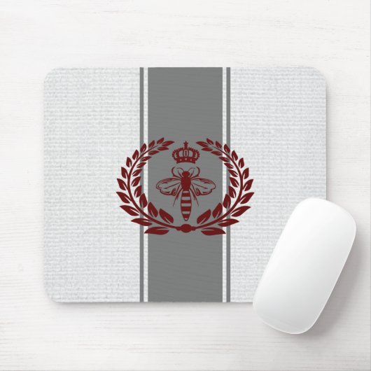 Graue und rote königliche Biene gestreift Mousepad (Mit Mouse)