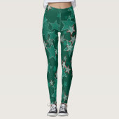 Graue und rote Sterne Leggings (Vorderseite)