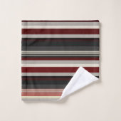 Graue und rote Streifen werfen Kissen Badhandtuch Set (Waschlappen)