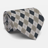 Graue und schwarze Argyle-Krawatte Krawatte (Gerollt)
