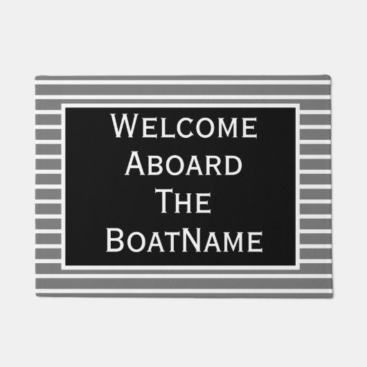 Graue und schwarze Begrüßung an Bord Boot Doormat Fußmatte (Vorderseite)